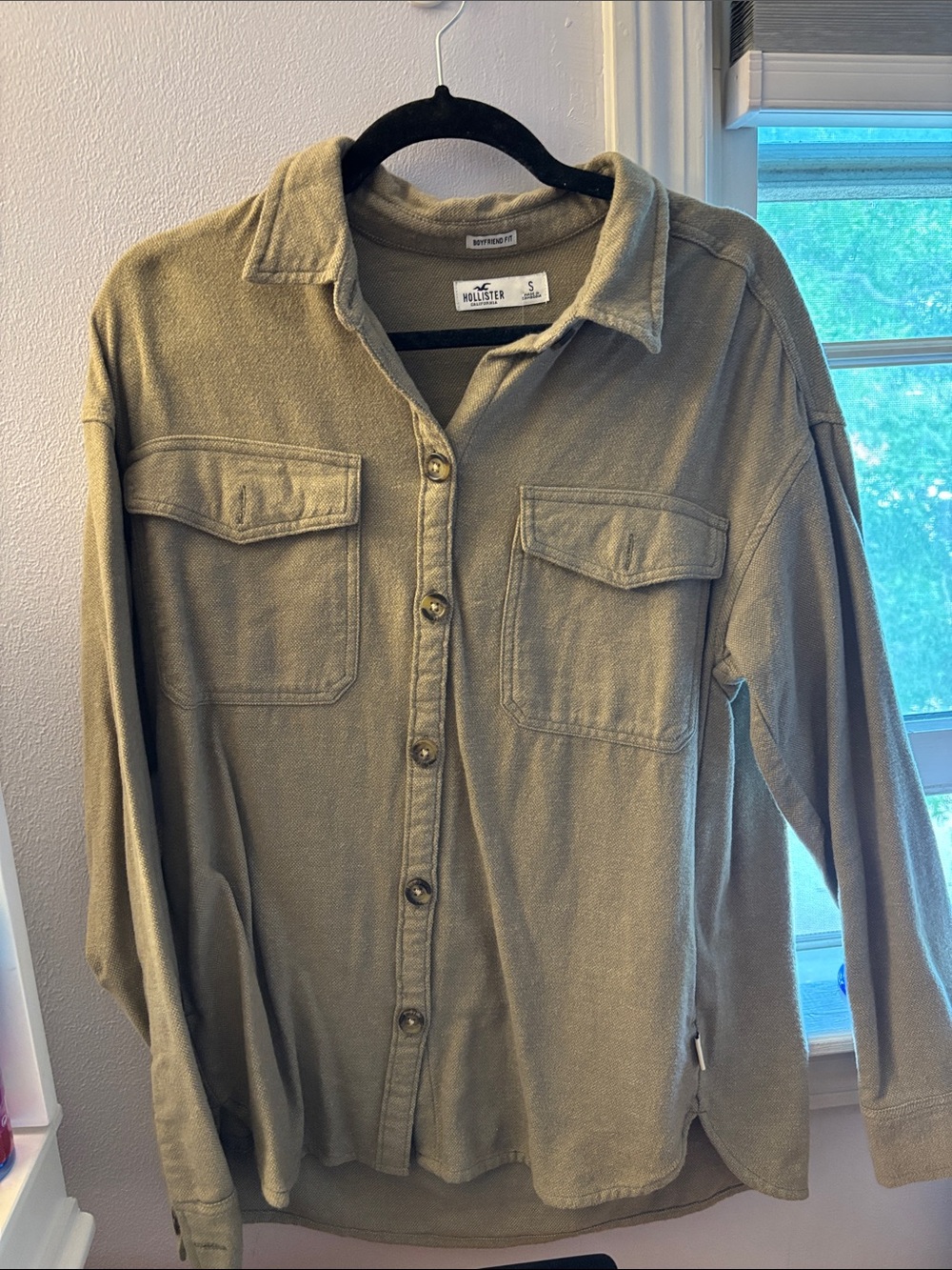 Hollister Olive Utility Button-Down Shirt